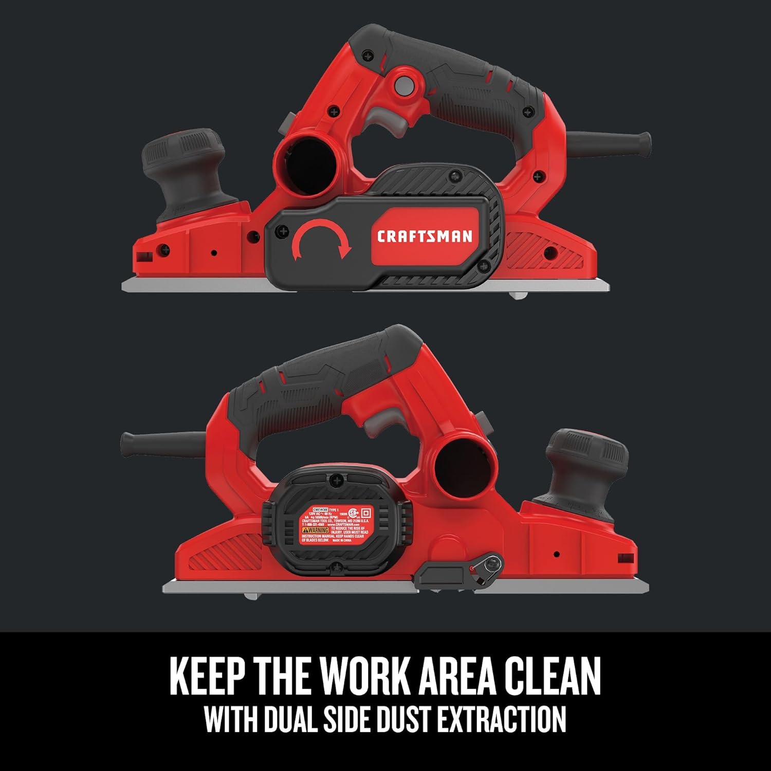 CRAFTSMAN Wood Planer, Electric Hand Planer for Woodworking, with Blades, Edge Guide, and Dust Bag (CMEW300)5