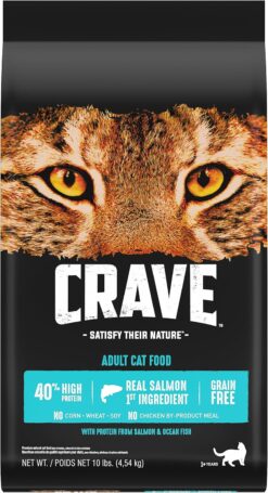 CRAVE Grain Free Adult High Protein Natural Dry Cat Food with Protein from Salmon & Ocean Fish, 10 lb. Bag