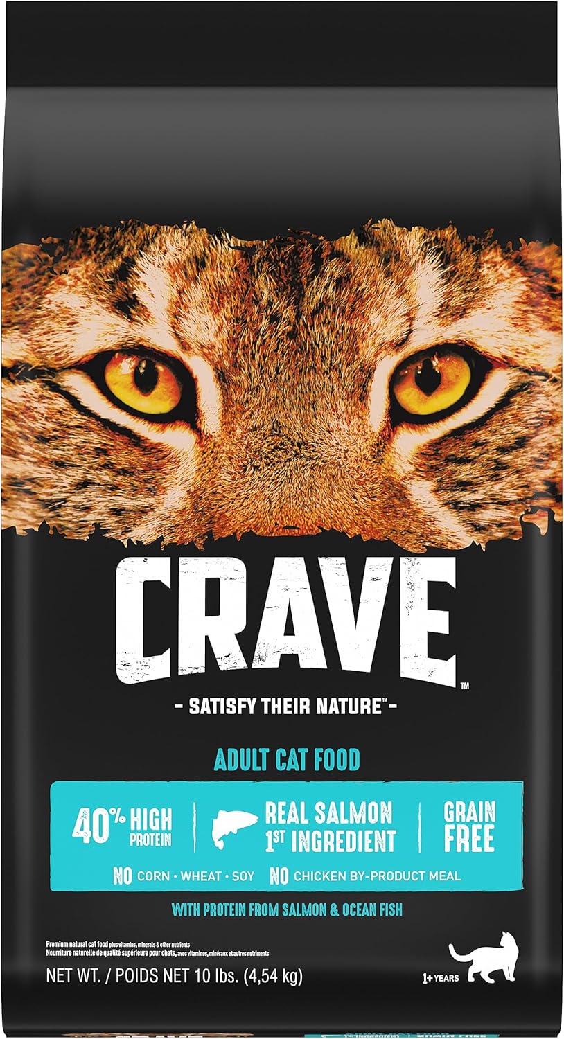 CRAVE Grain Free Adult High Protein Natural Dry Cat Food with Protein from Salmon & Ocean Fish, 10 lb. Bag CRAVE Grain Free Adult High Protein Natural Dry Cat Food with Protein from Salmon & Ocean Fish, 10 lb. Bag
