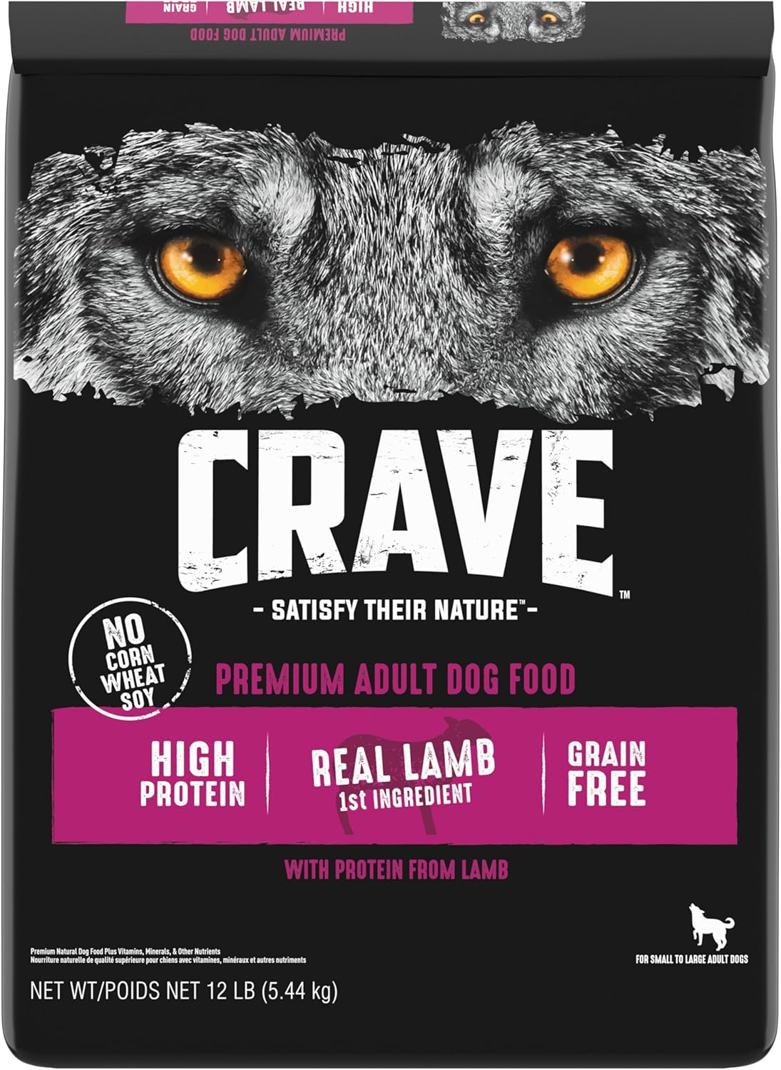CRAVE Grain Free High Protein Adult Dry Dog Food with Lamb, 12 lb. Bag CRAVE Grain Free High Protein Adult Dry Dog Food with Lamb, 12 lb. Bag
