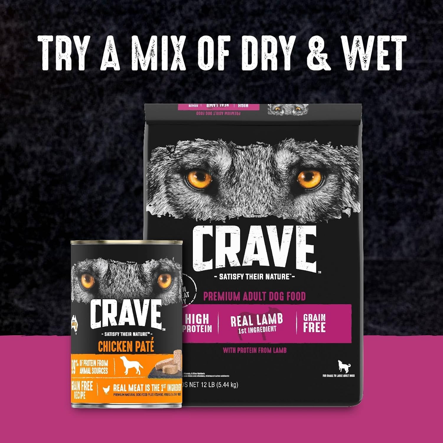 CRAVE Grain Free High Protein Adult Dry Dog Food with Lamb, 12 lb. Bag0