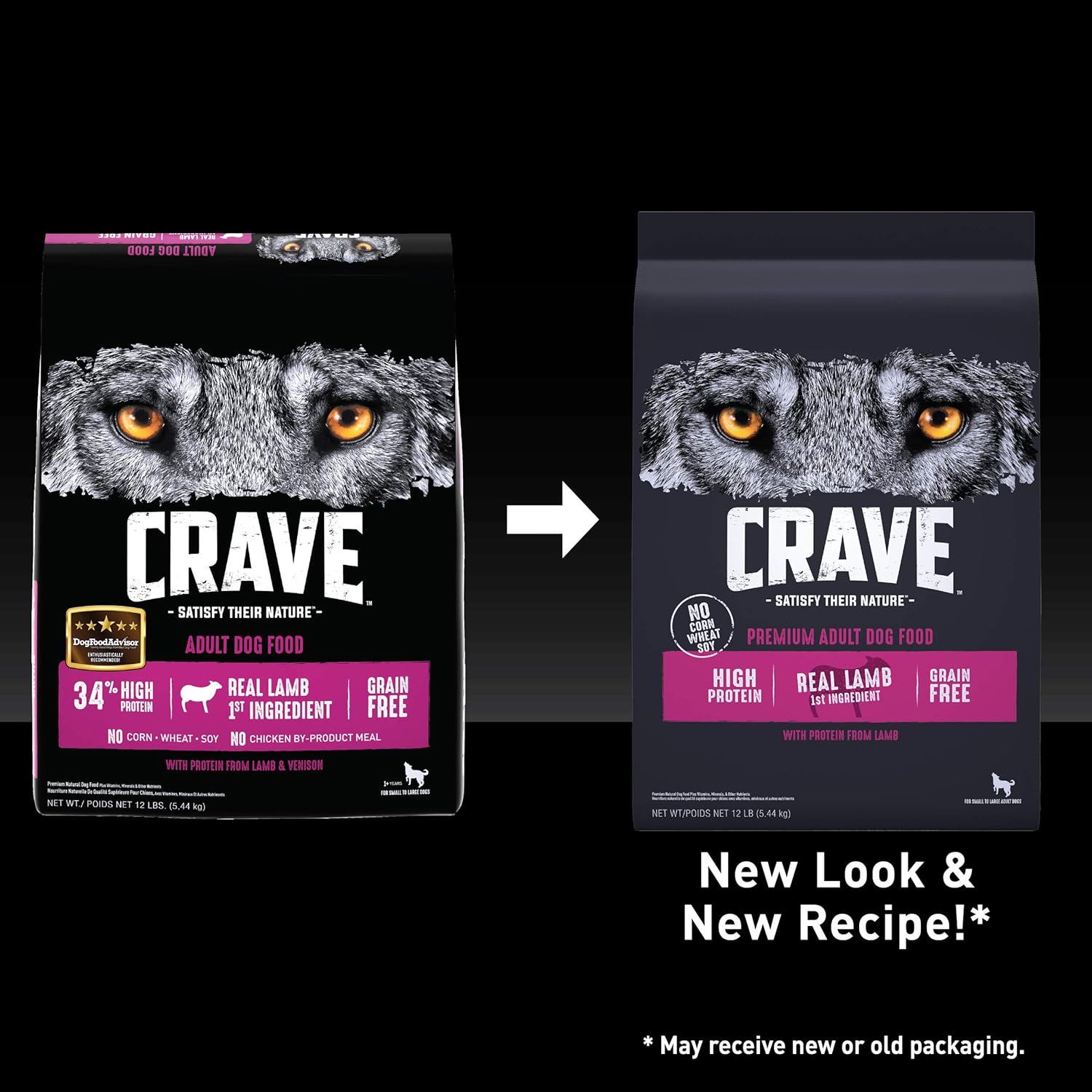 CRAVE Grain Free High Protein Adult Dry Dog Food with Lamb, 12 lb. Bag01
