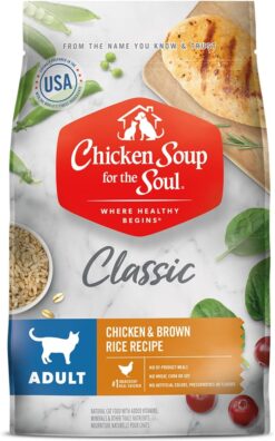 Chicken Soup For The Soul Classic Dry Adult Cat Food, Chicken & Brown Rice Recipe, 12 Pound Bag | Soy, Corn & Wheat Free, No Artificial Flavors or Preservatives