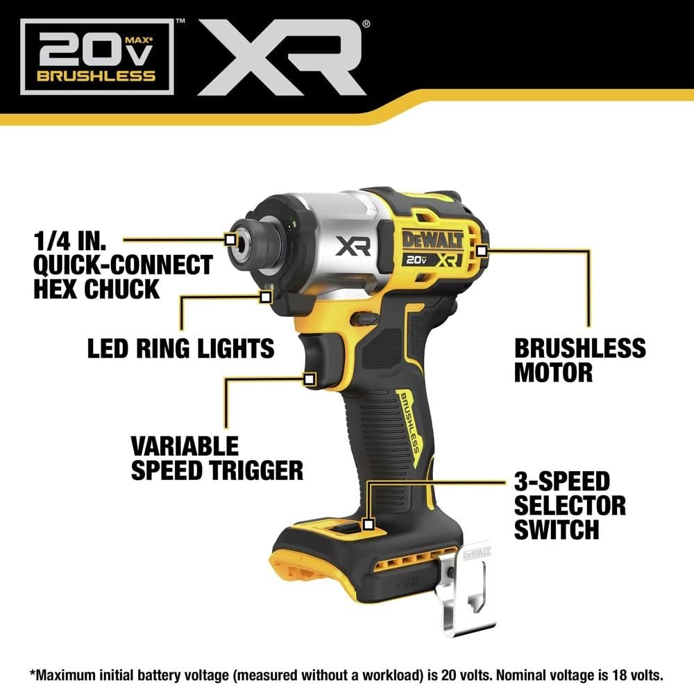 DEWALT 20V MAX Impact Driver, Cordless, 3-Speed, 2 Batteries and Charger Included (DCF845P2)11