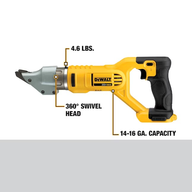 DEWALT 20V MAX Metal Shear Cutter, Cordless, 360 Degree Pivoting Head, Cuts 14GA Material, Bare Tool Only (DCS494B)2_11zon