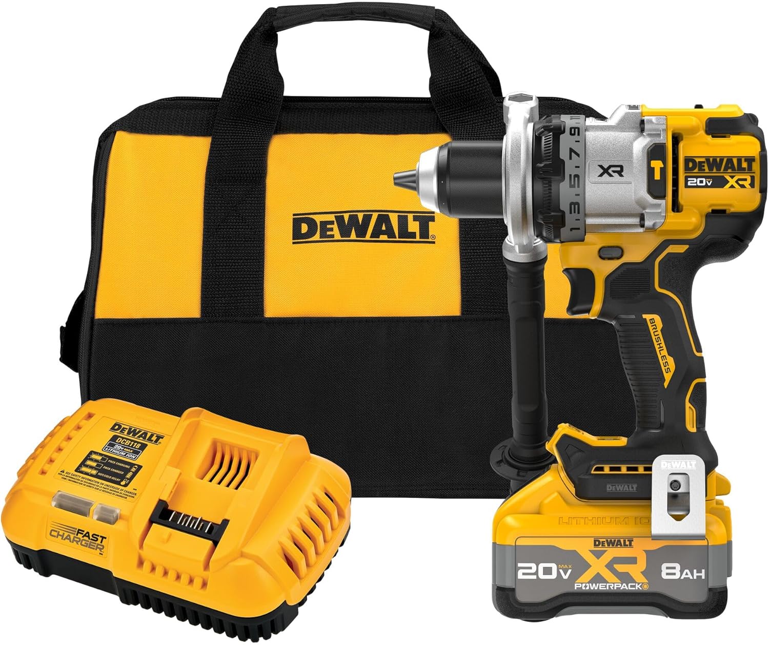 DEWALT 20V MAX XR 1 2 Inch Cordless Hammer Drill Kit with 8AH Battery and Charger (DCD1007WW1) DEWALT 20V MAX XR 1/2 Inch Cordless Hammer Drill Kit with 8AH Battery and Charger (DCD1007WW1)