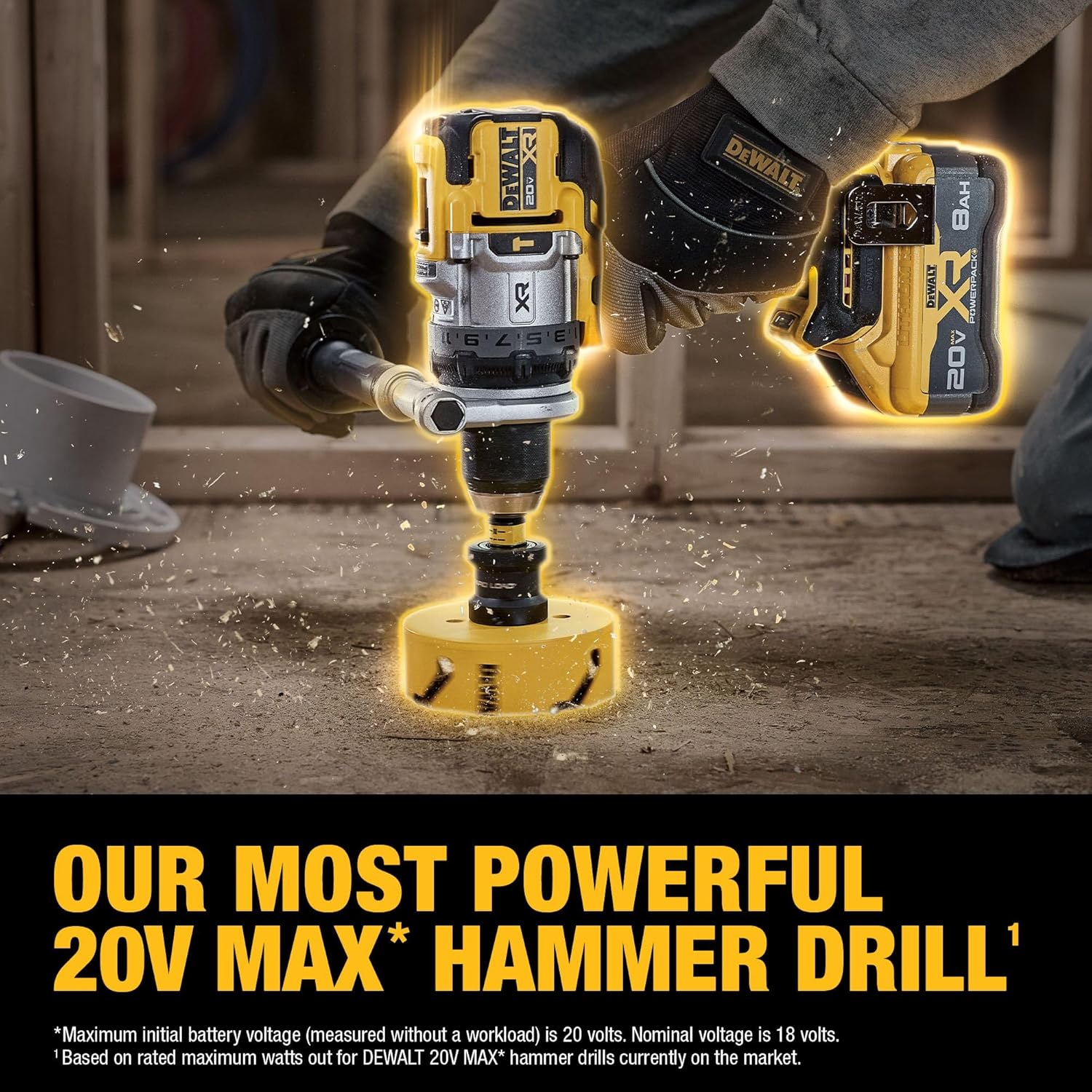 DEWALT 20V MAX XR 1 2 Inch Cordless Hammer Drill Kit with 8AH Battery and Charger (DCD1007WW1)5