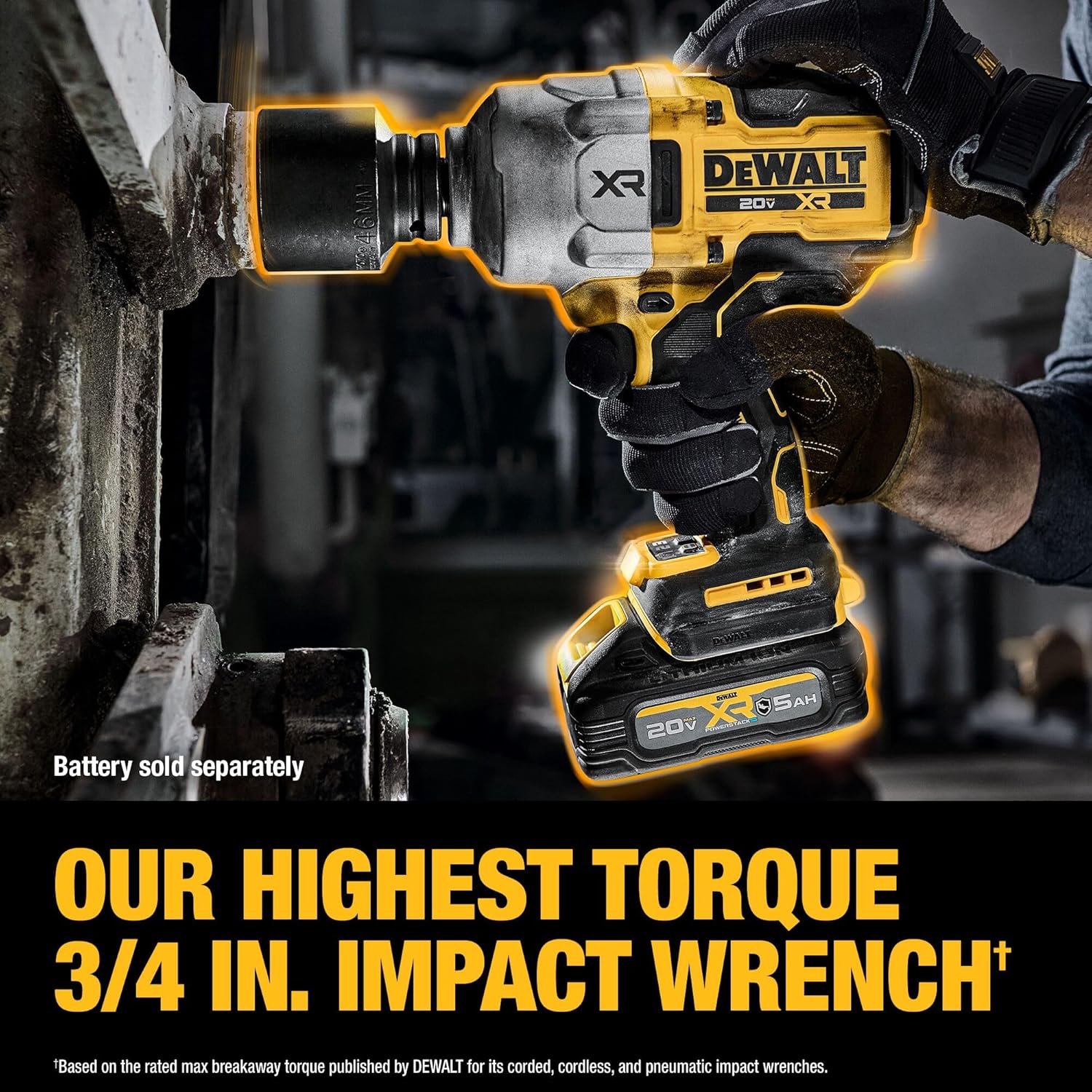 DEWALT 20V MAX XR 3 4 Inch Cordless Impact Wrench with Hog Ring Anvil, Bare Tool Only (DCF964B)3