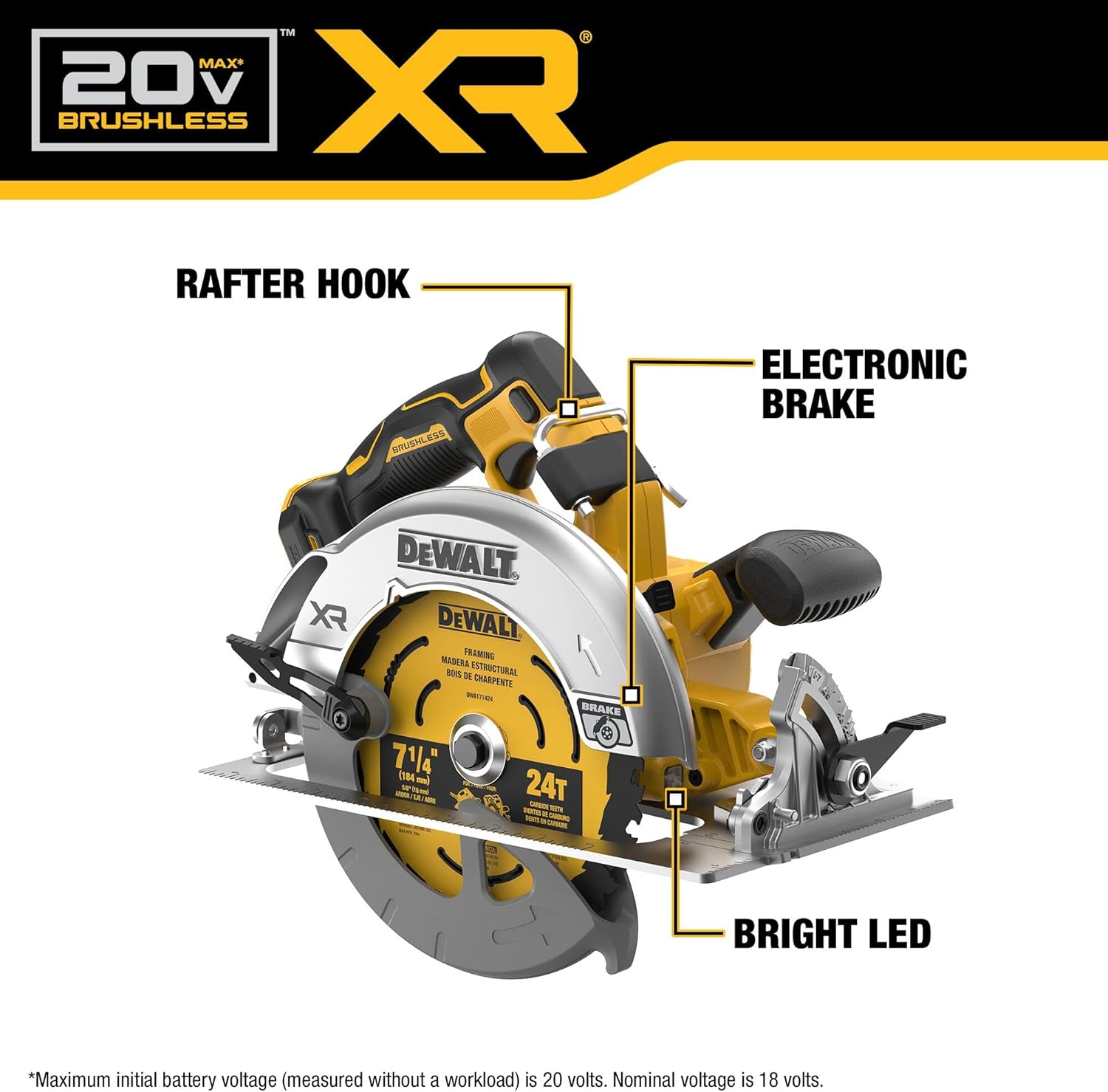 DEWALT 20V MAX XR Brushless Cordless 7-1 4 in. Circular Saw (Tool Only) (DCS590B)1