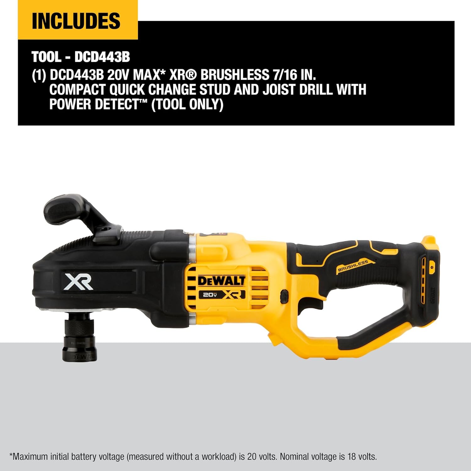 DEWALT 20V MAX XR Brushless Cordless 7 16 in. Compact Stud and Joist Drill with POWER DETECT, Bare Tool Only (DCD443B)1