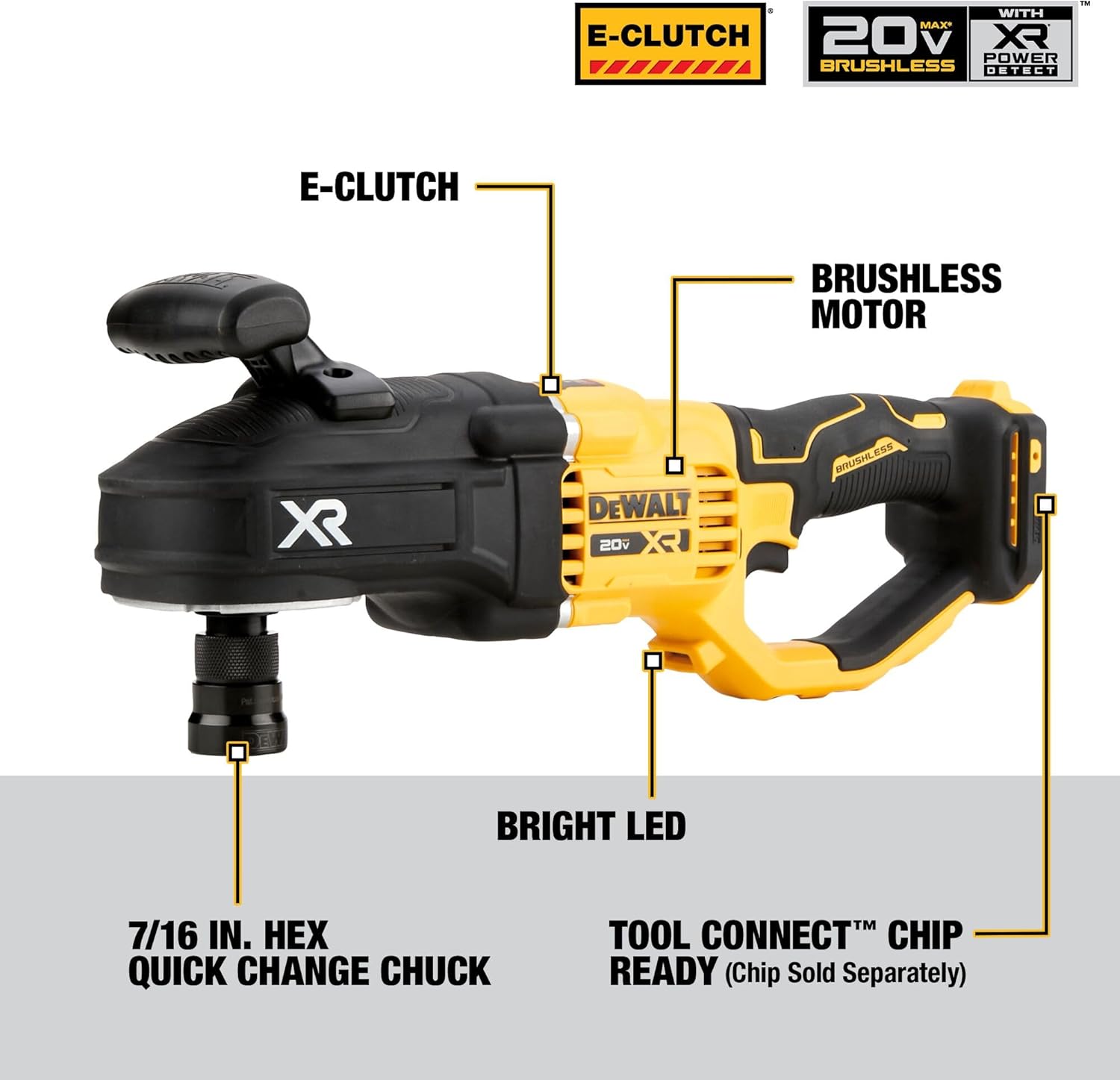 DEWALT 20V MAX XR Brushless Cordless 7 16 in. Compact Stud and Joist Drill with POWER DETECT, Bare Tool Only (DCD443B)2