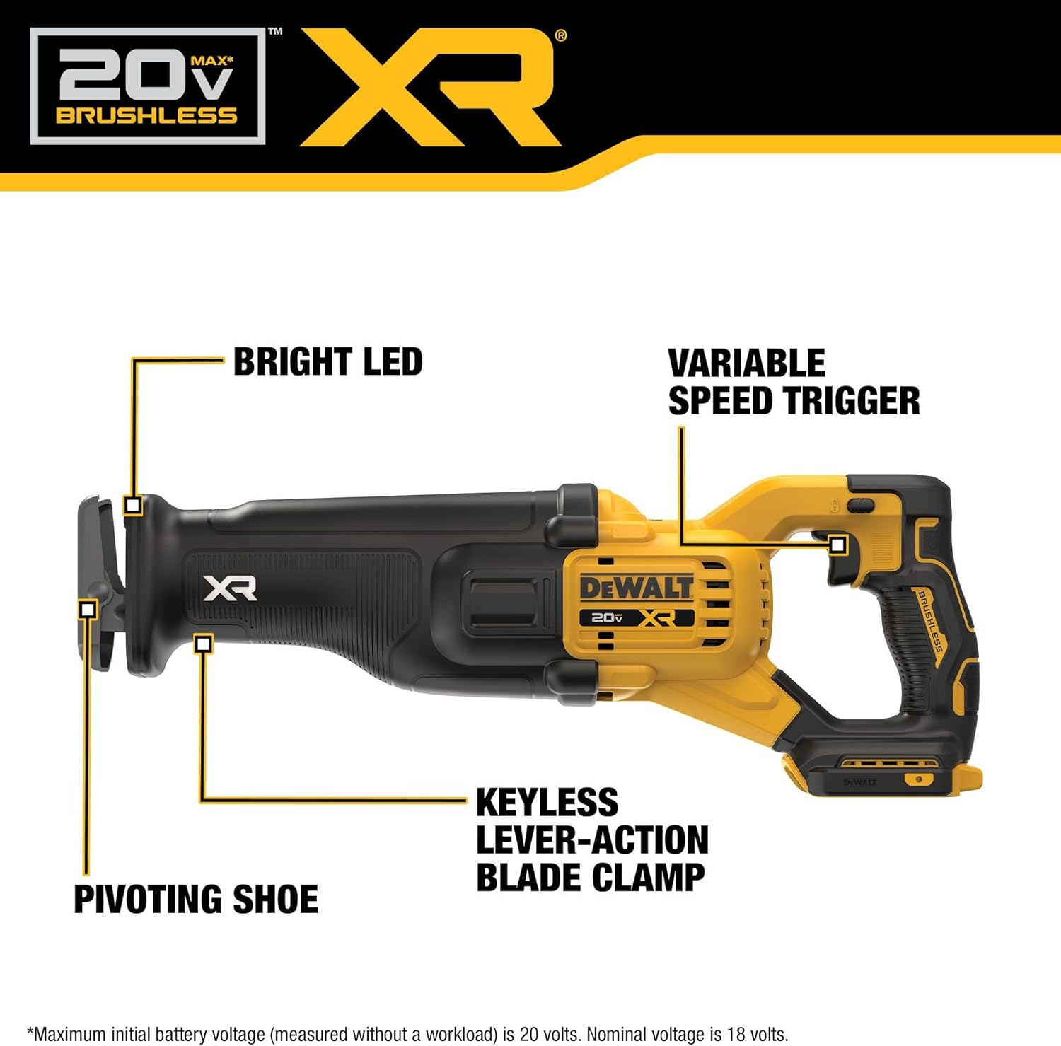 DEWALT 20V MAX XR Brushless Cordless Reciprocating Saw (Tool Only) (DCS384B)1