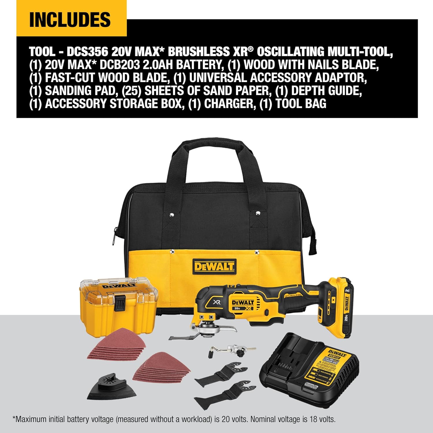 DEWALT 20V MAX XR Multi-Tool Kit, Oscillating Tool, 3-Speed, Quick Blade Change for Multi-Tool Needs, Cordless (DCS356D1)2