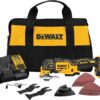 DEWALT 20V Oscillating Tool, Cordless, Wood Blades, Sandpaper, Tool Bag, Battery and Charger Included (DCS356SD1)