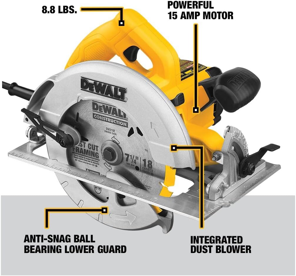 DEWALT 7-1 4-Inch Circular Saw, Lightweight, Corded (DWE575)1