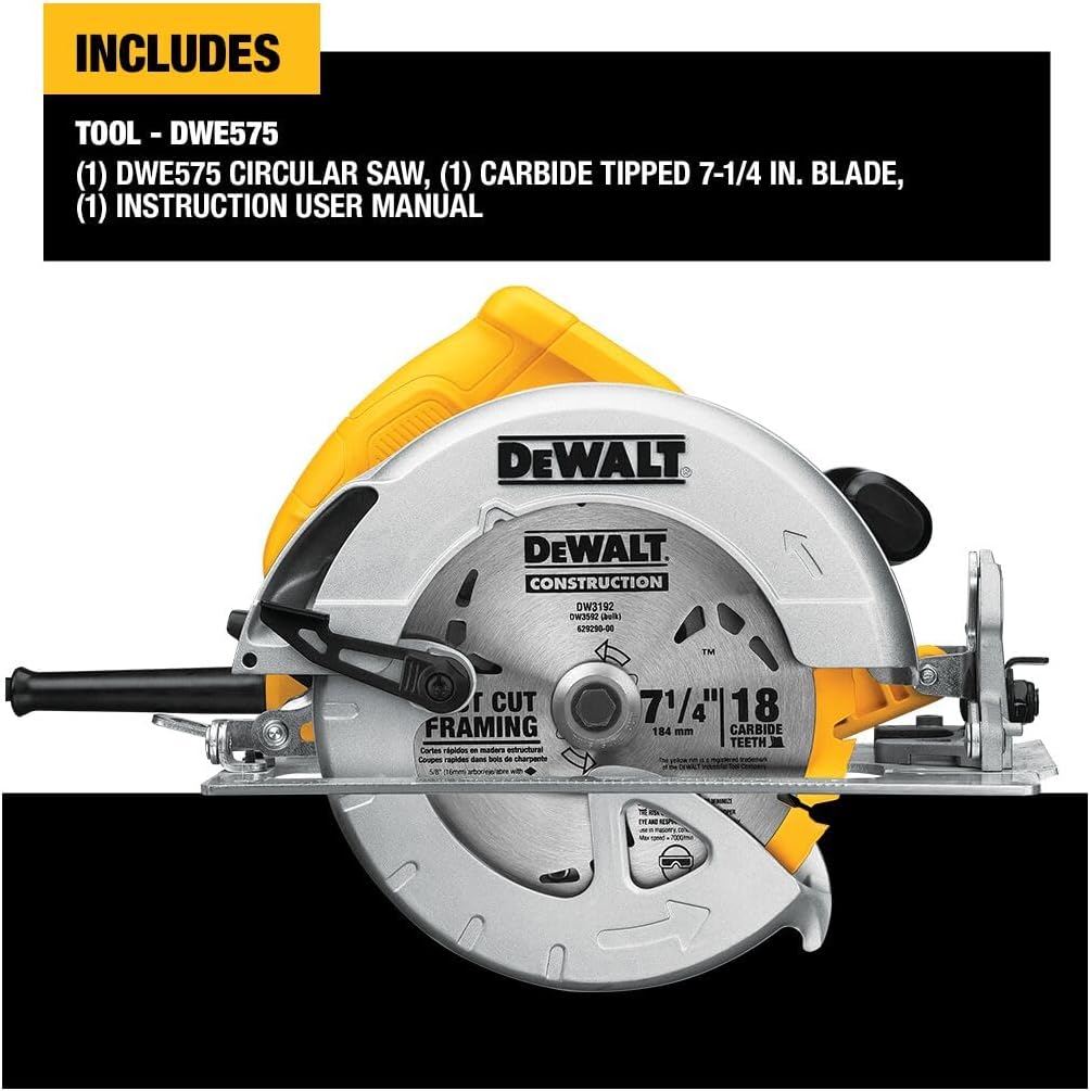 DEWALT 7-1 4-Inch Circular Saw, Lightweight, Corded (DWE575)2