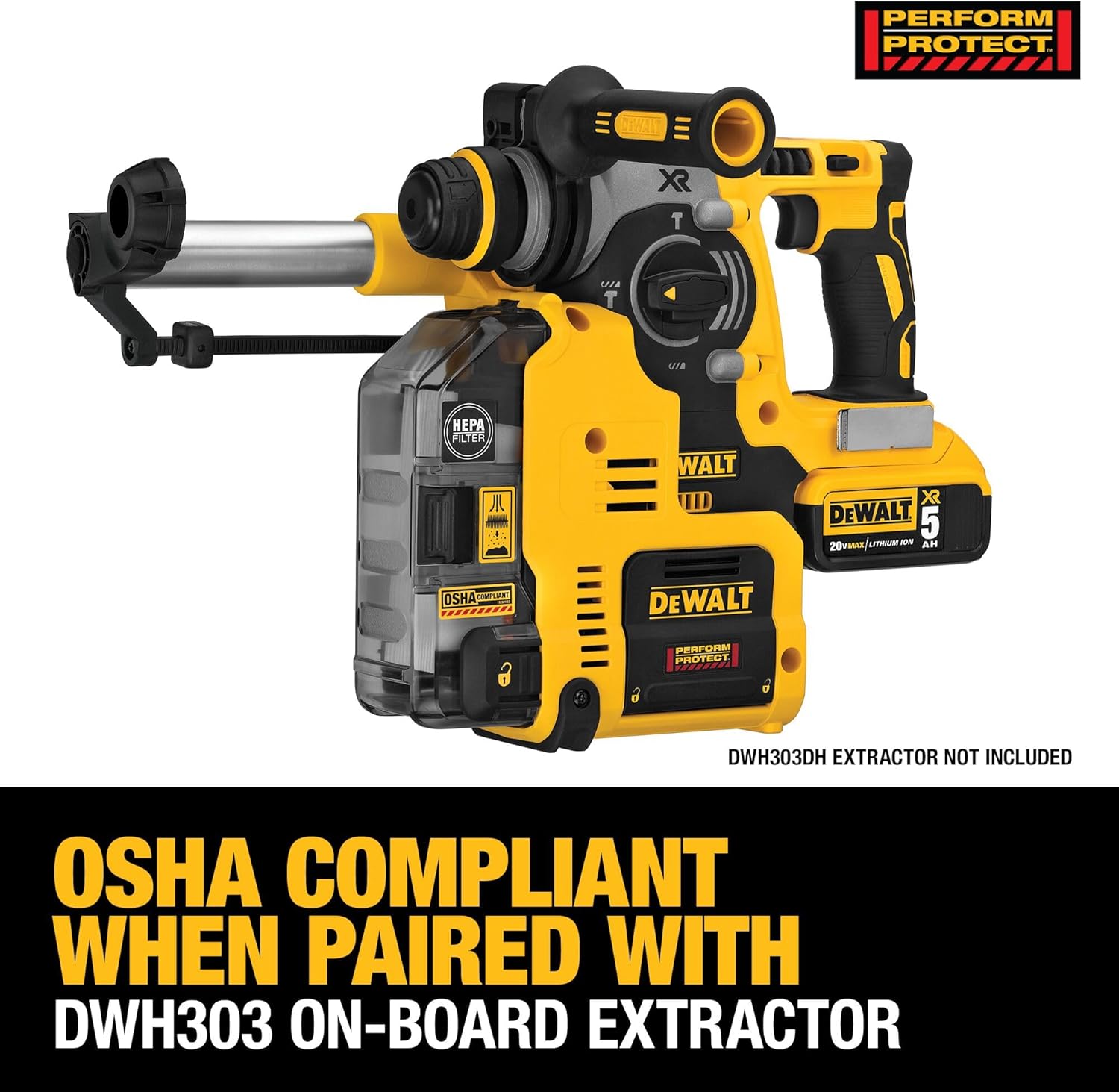 DEWALT DCH273P2 20V Max Brushless SDS Rotary Hammer with 5 Ah Batteries9