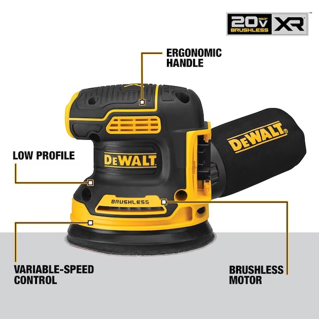 DEWALT DCW210C1 XR 20 Volts Brushless Variable Random Orbital Cordless Sander with Dust Management (Battery Included)3_11zon