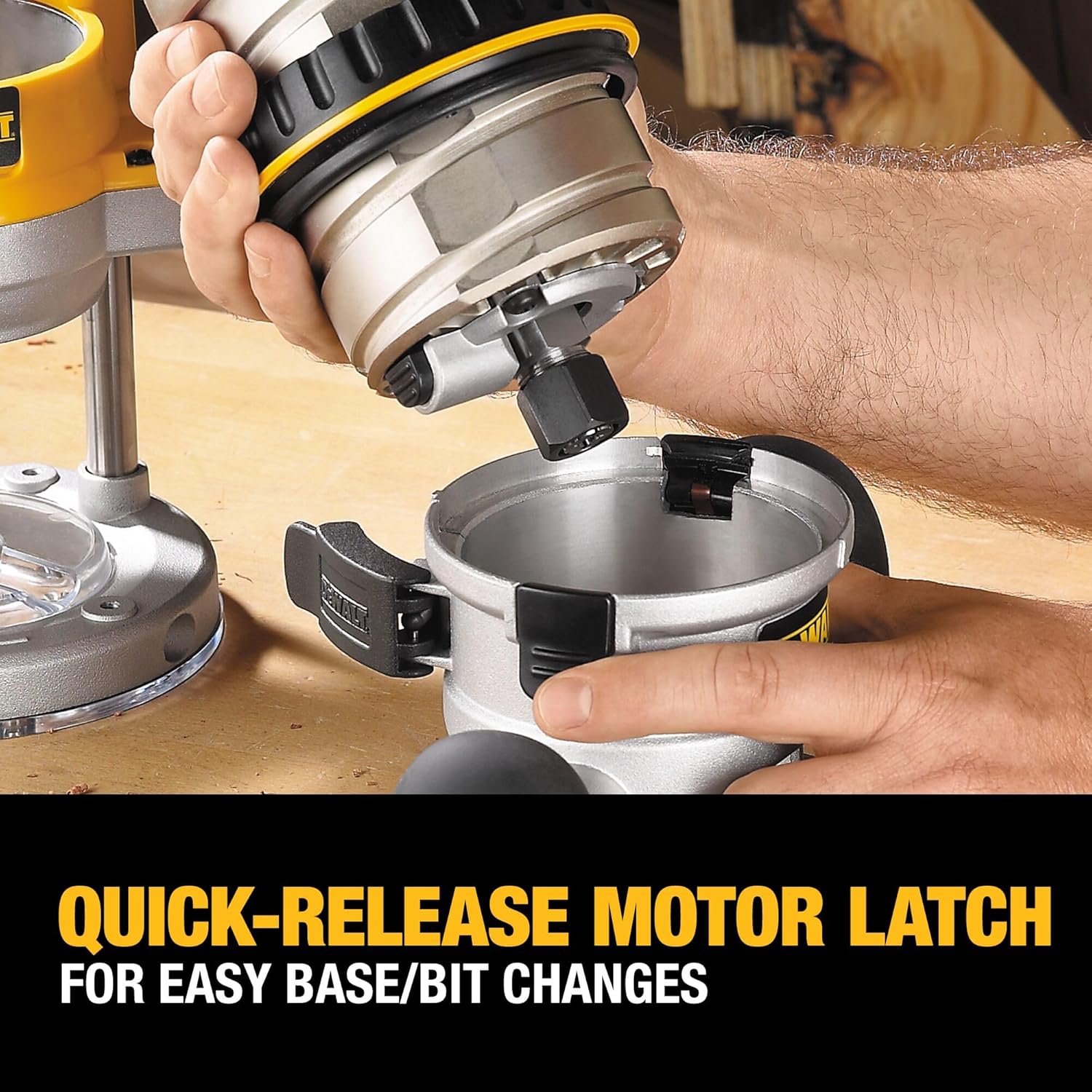 DEWALT Router, Fixed and Plunge Base Kit, Soft Start, 12-Amp, 24,000 RPM, Variable Speed Trigger, Corded (DW618PKB)5