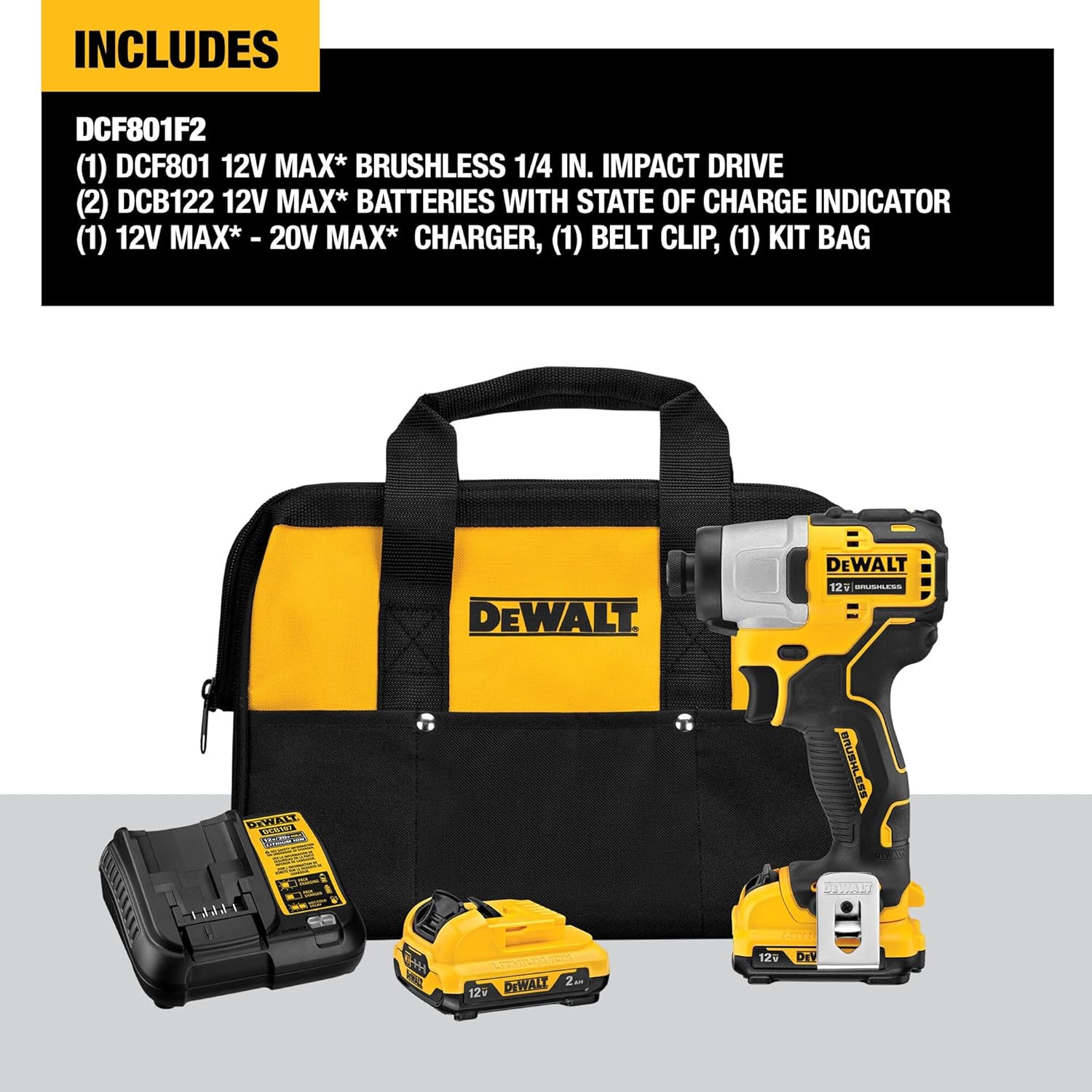 DEWALT XTREME 12V MAX Impact Driver Kit, 1 4-Inch (DCF801F2)4