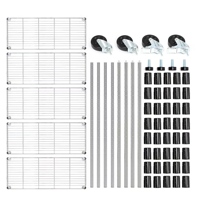 EFINE Steel Heavy Duty 5-Tier Utility Shelving Unit (48-in W x 18-in D x 72-in H), Chrome, (350-lb Capacity Per Shelf)9_11zon