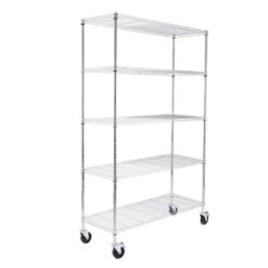 EFINE Steel Heavy Duty 5-Tier Utility Shelving Unit (48-in W x 18-in D x 72-in H), Chrome, (350-lb Capacity Per Shelf)