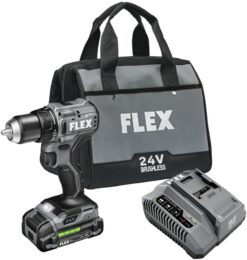 FLEX 24V Brushless Cordless 1/2-Inch 650 In-Lbs Torque 2-Speed Compact Drill Driver Kit with 2.5Ah Lithium Battery and 160W Fast Charger - FX1131-1A