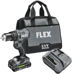 FLEX 24V Brushless Cordless 1/2-Inch 650 In-Lbs Torque 2-Speed Compact Hammer Drill Kit with 2.5Ah Lithium Battery and 160W Fast Charger - FX1231-1A