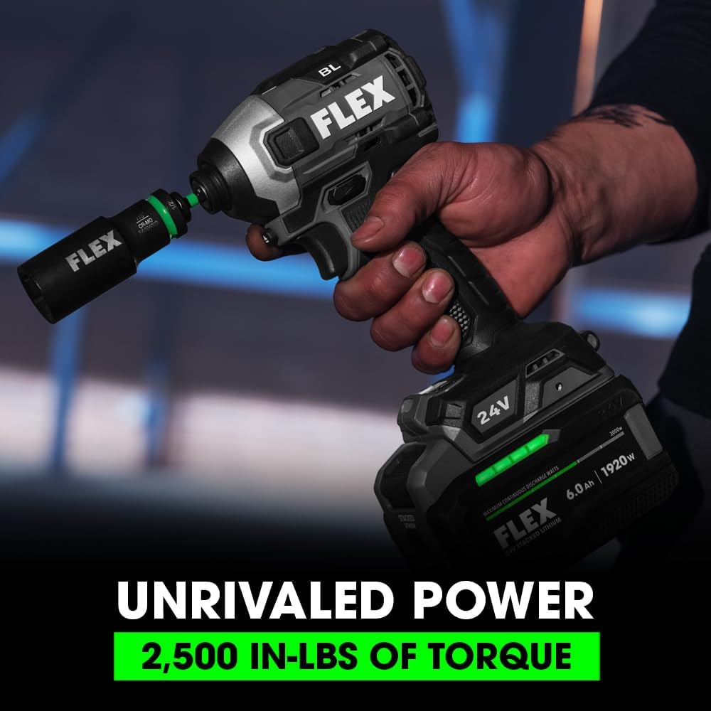 FLEX 24V Brushless Cordless 1 4-Inch 2,500 In-Lbs Torque Quick Eject Hex Impact Driver Multi-Mode Tool Only, Battery and Charger Not Included - FX1371A-Z1