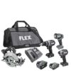 FLEX FXM403-2G 24-volt 4-Tool Brushless Power Tool Combo Kit with Soft Case (2-Batteries Included and Charger Included)