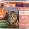 Feline Natural Wet Cat Food Pate, Lamb & King Salmon Feast, 6 Oz Cans (Pack of 12), Grain Free, Made in New Zealand with Grass-Fed, Free-Range Lamb and Sustainably Caught King Salmon
