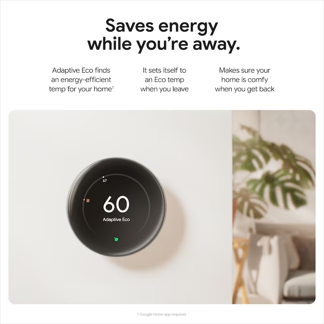 Google Nest Learning Thermostat (4th Gen) with Temp Sensor - Polished Obsidian - GA05169-US2_11zon