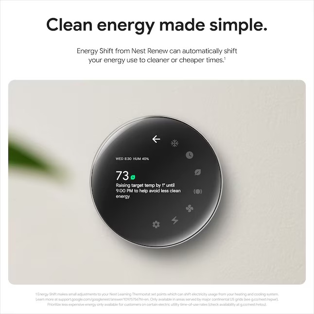 Google Nest Learning Thermostat (4th Gen) with Temp Sensor - Polished Obsidian - GA05169-US9_11zon