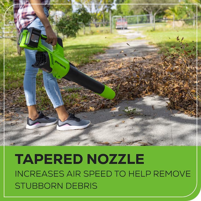 Greenworks BL48L4410 24-volt 585-CFM 140-MPH Battery Handheld Leaf Blower 4 Ah (Battery and Charger Included)5_11zon