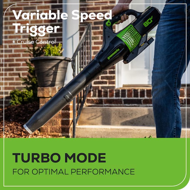 Greenworks Pro BL80B210 80-volt Max 500-CFM 150-MPH Battery Handheld Leaf Blower 2 Ah (Battery and Charger Included)7_11zon