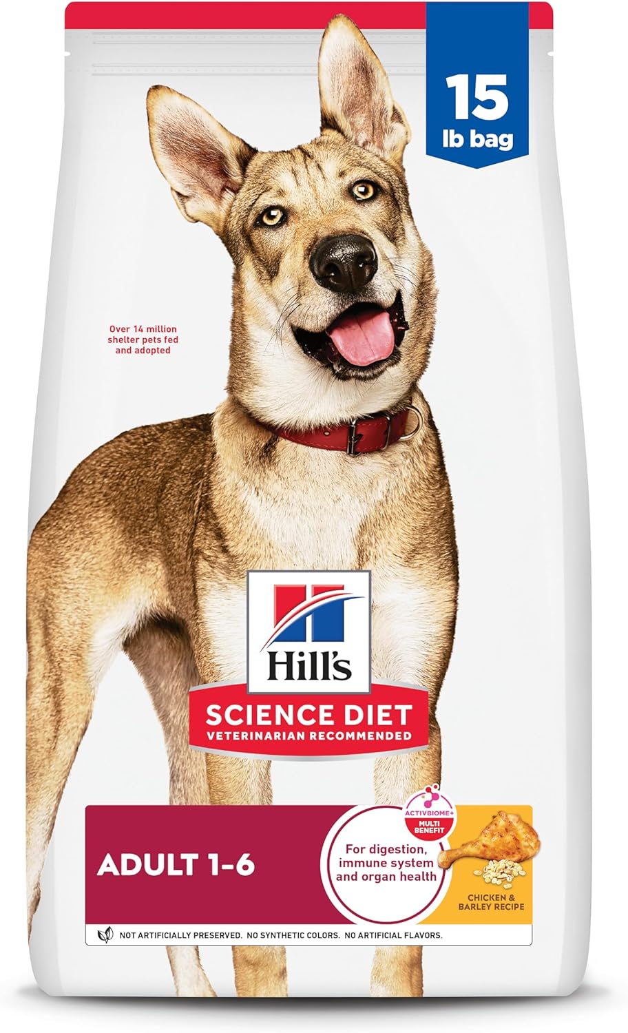 Hill's Science Diet Adult 1-6, Adult 1-6 Premium Nutrition, Dry Dog Food, Chicken & Barley, 15 lb Bag Hill's Science Diet Adult 1-6, Adult 1-6 Premium Nutrition, Dry Dog Food, Chicken & Barley, 15 lb Bag