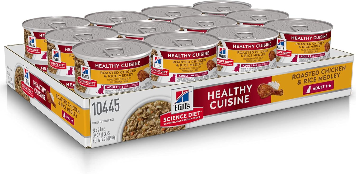 Hill's Science Diet Healthy Cuisine, Adult 1-6, Great Taste, Wet Cat Food, Roasted chicken & Rice Stew, 2.8 oz Can, Case of 243