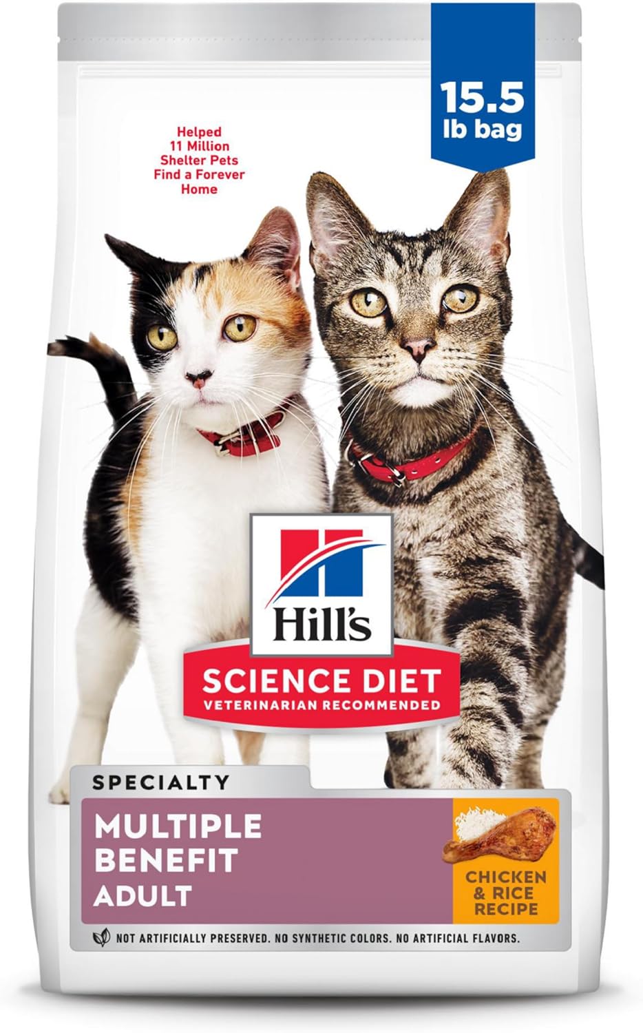 Hill's Science Diet Multi-Benefit, Adult 1-6, Multiple Benefit, Dry Cat Food, Chicken Recipe, 15.5 lb Bag Hill's Science Diet Multi-Benefit, Adult 1-6, Multiple Benefit, Dry Cat Food, Chicken Recipe, 15.5 lb Bag