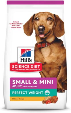 Hill's Science Diet Perfect Weight, Adult 1-6, Small & Mini Breeds Weight Management Support, Dry Dog Food, Chicken Recipe, 12.5 lb Bag