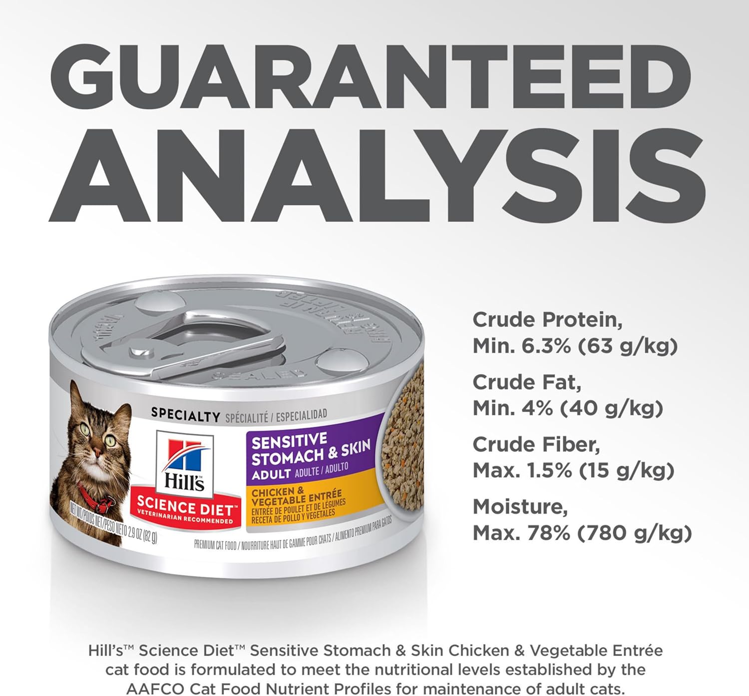Hill's Science Diet Sensitive Stomach & Skin Chicken & Vegetable Entree Canned Cat Food, 2.9 oz., Case of 240