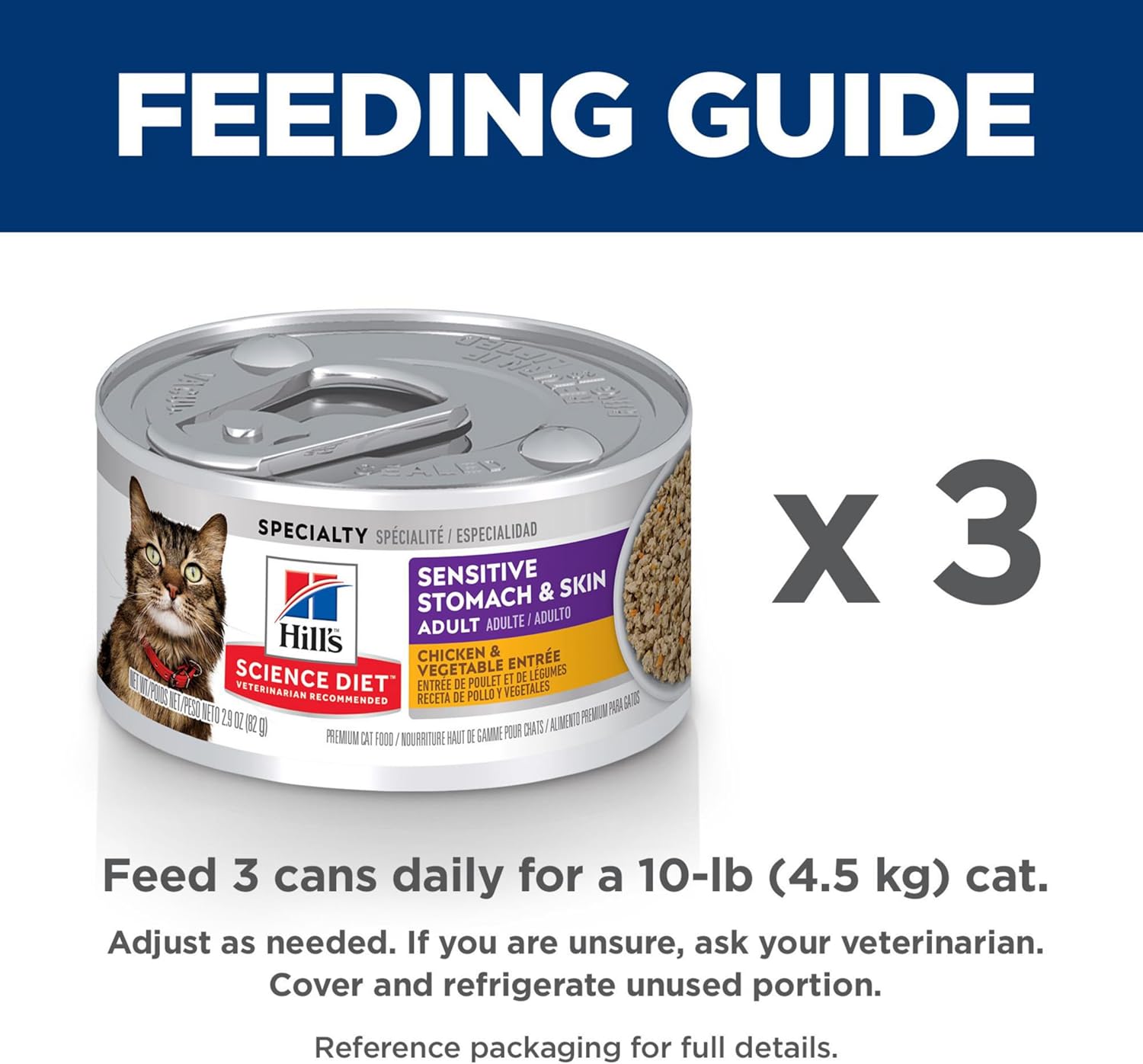 Hill's Science Diet Sensitive Stomach & Skin Chicken & Vegetable Entree Canned Cat Food, 2.9 oz., Case of 249