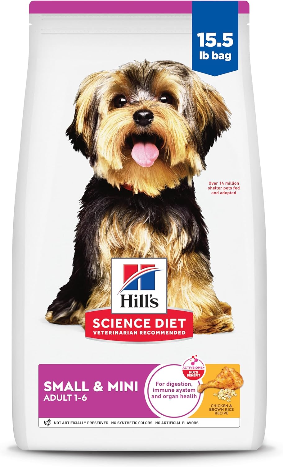 Hill's Science Diet Small & Mini, Adult 1-6, Small & Mini Breeds Premium Nutrition, Dry Dog Food, Chicken & Brown Rice, 15.5 lb Bag Hill's Science Diet Small & Mini, Adult 1-6, Small & Mini Breeds Premium Nutrition, Dry Dog Food, Chicken & Brown Rice, 15.5 lb Bag