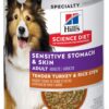 Hill's Science Diet Wet Dog Food, Adult, Sensitive Stomach & Skin, Tender Turkey & Rice Stew, 12.5 Oz Cans (Pack of 12)