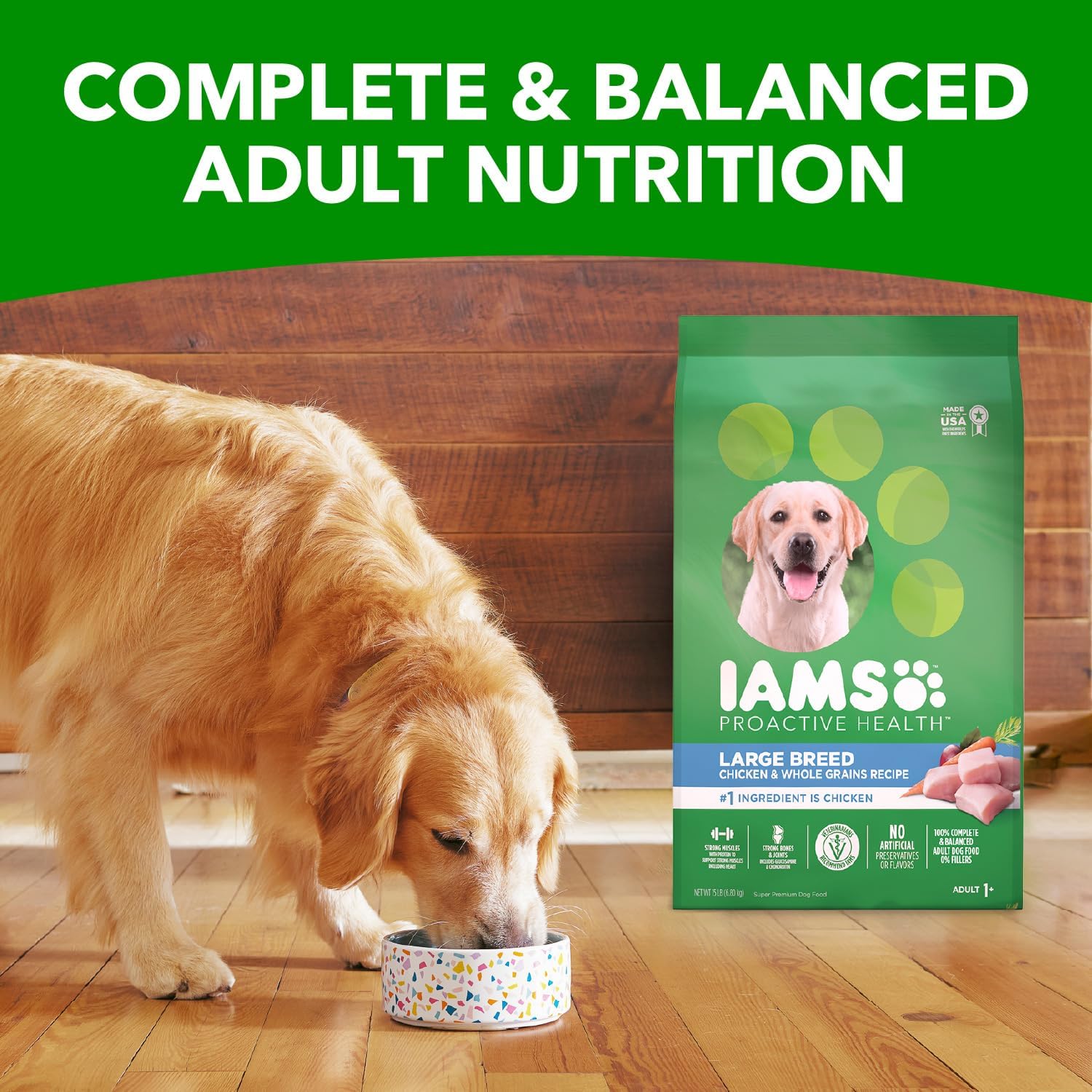 IAMS Adult High Protein Large Breed Dry Dog Food with Real Chicken, 30 lb. Bag12