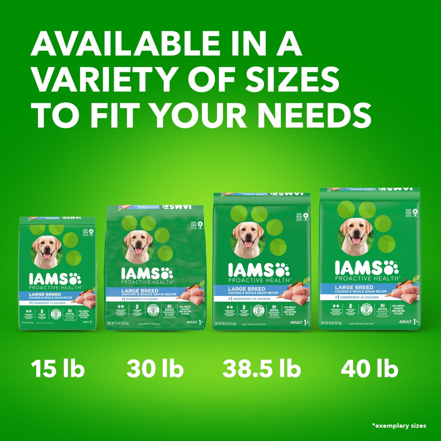 IAMS Adult High Protein Large Breed Dry Dog Food with Real Chicken, 30 lb. Bag16