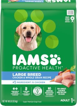 IAMS Adult High Protein Large Breed Dry Dog Food with Real Chicken, 40 lb. Bag
