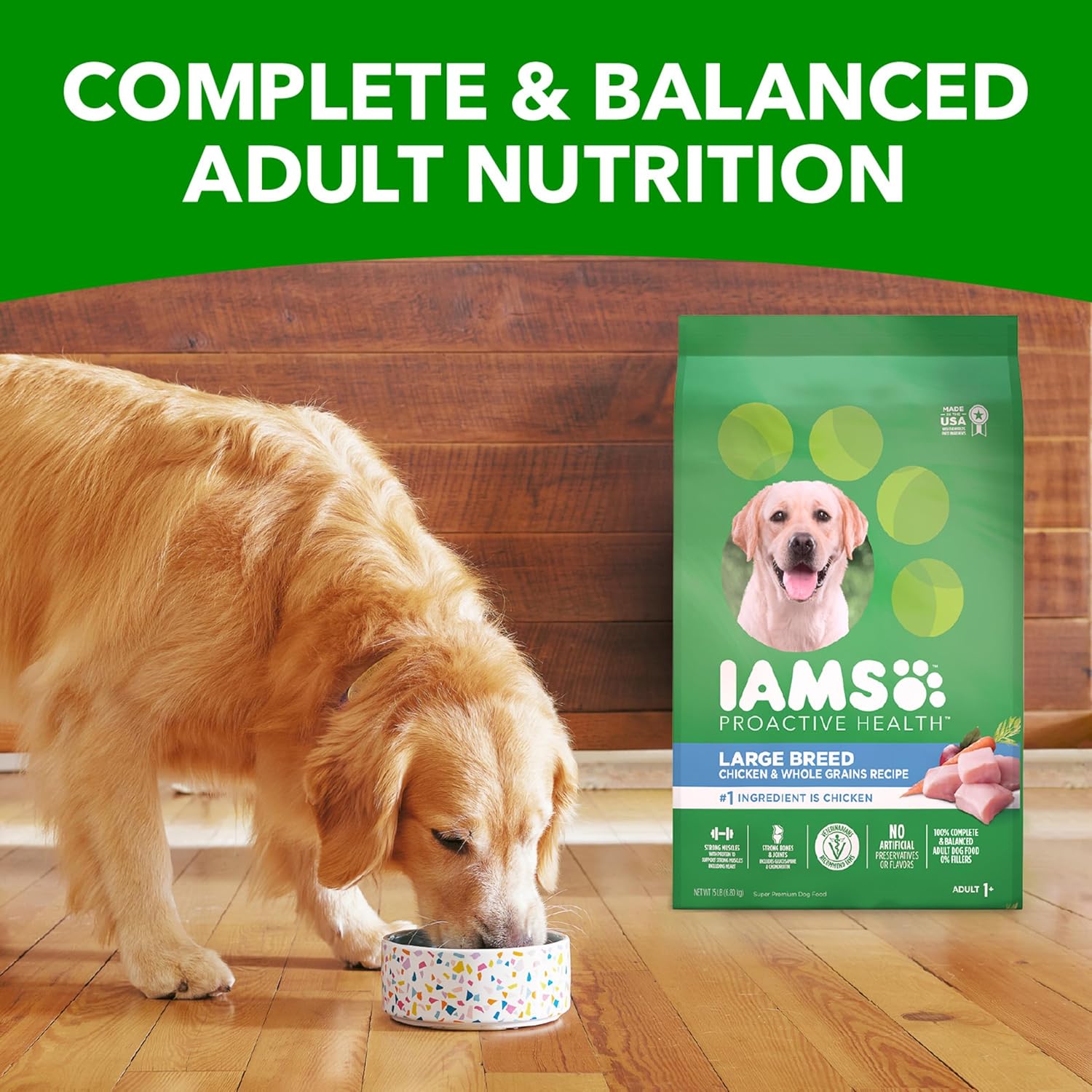 IAMS Adult High Protein Large Breed Dry Dog Food with Real Chicken, 40 lb. Bag11