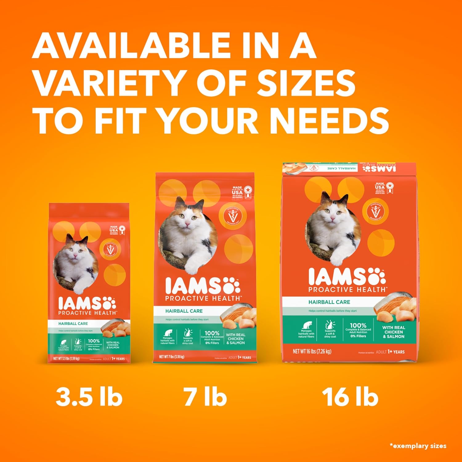 IAMS PROACTIVE HEALTH Adult Hairball Care Dry Cat Food with Chicken and Salmon Cat Kibble, 16 lb. Bag22