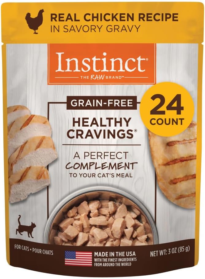 Instinct Healthy Cravings Grain Free Real Chicken Recipe Natural Wet Cat Food Topper by Nature's Variety, 3 Ounce (Pack of 24) Instinct Healthy Cravings Grain Free Real Chicken Recipe Natural Wet Cat Food Topper by Nature's Variety, 3 Ounce (Pack of 24)