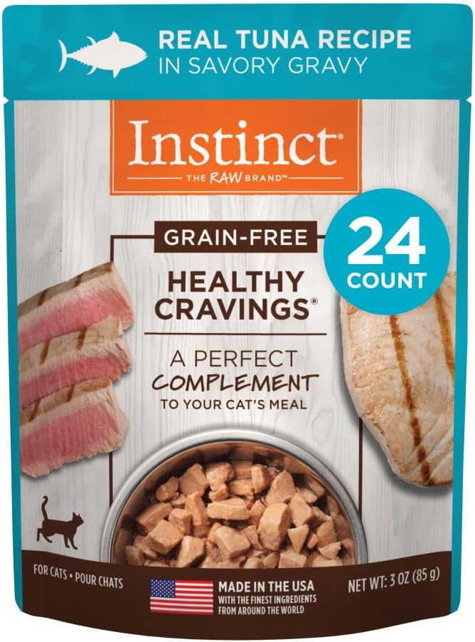 Instinct Healthy Cravings Grain Free Real Tuna Recipe Natural Wet Cat Food Topper by Nature's Variety, 3 oz. Pouches (Case of 24) Instinct Healthy Cravings Grain Free Real Tuna Recipe Natural Wet Cat Food Topper by Nature's Variety, 3 oz. Pouches (Case of 24)